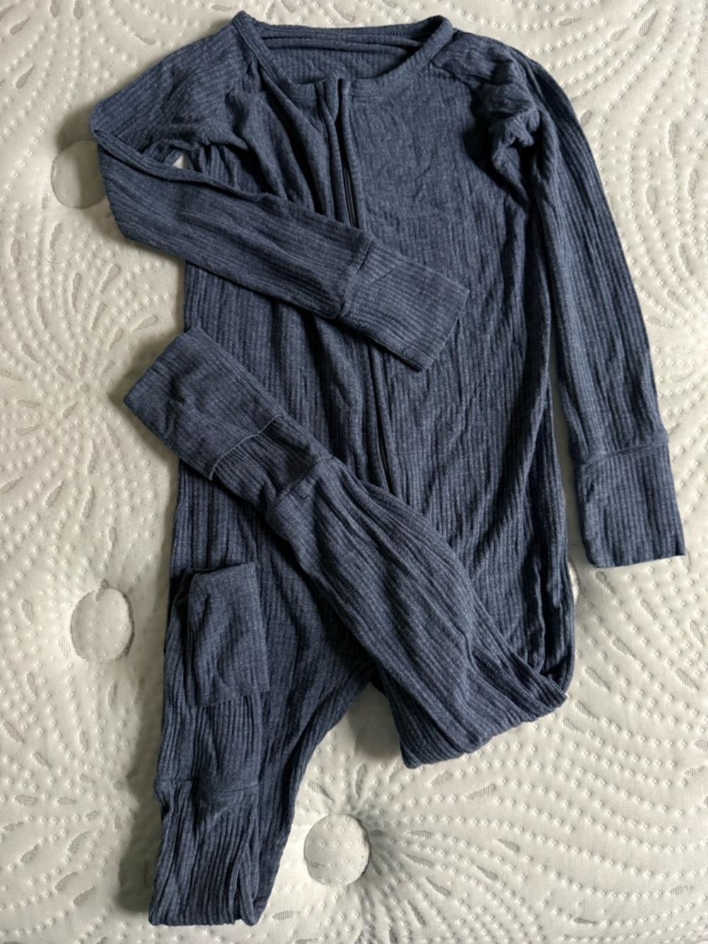 Little Sleepies Ribbed Heather Blue 2T zippy